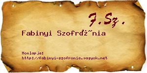Fabinyi Szofrónia névjegykártya